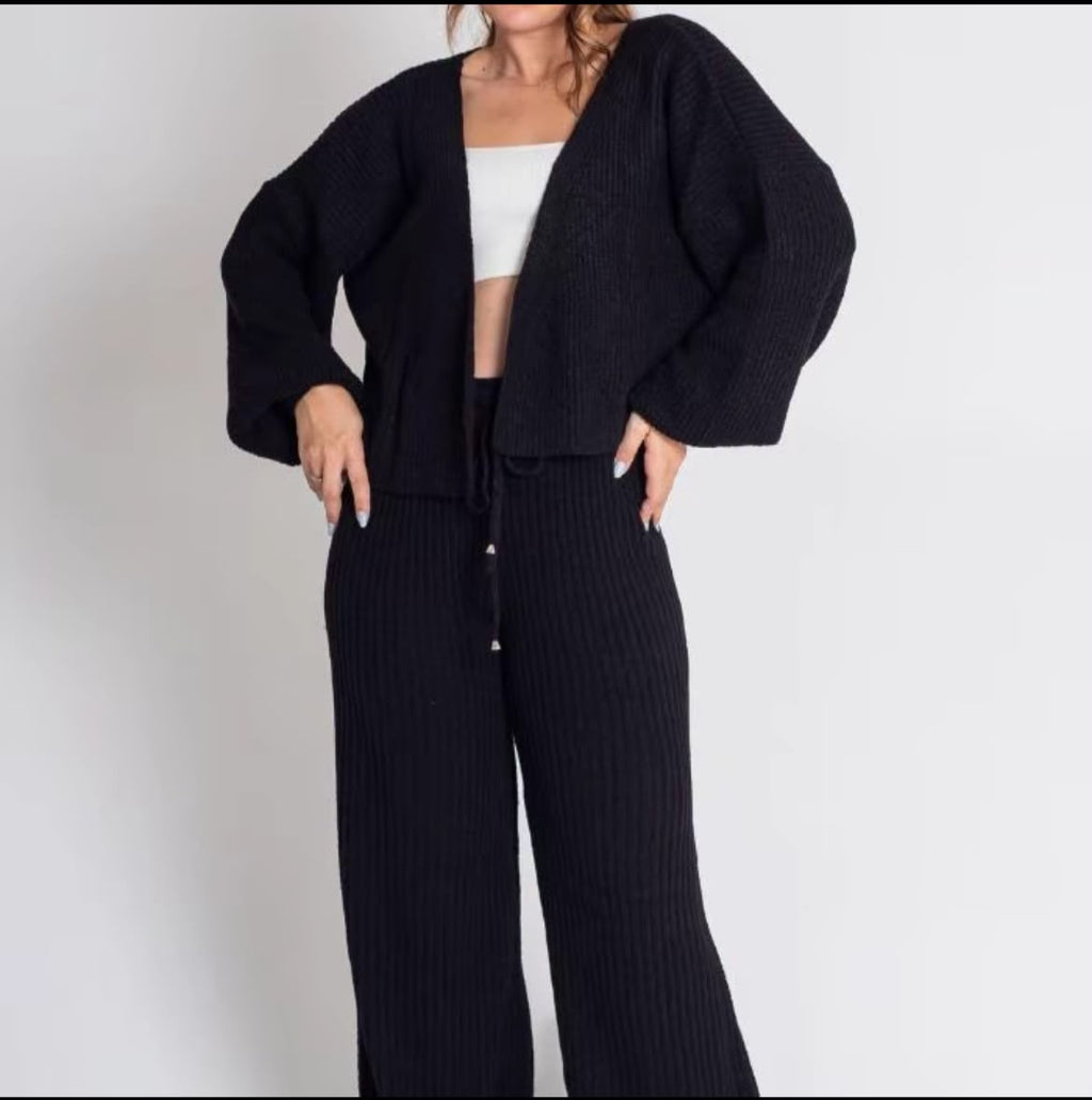 Conjunto Feminino de Tricot Mousse (Cardigan + Calça) | PROMOÇÃO DE INVERNO