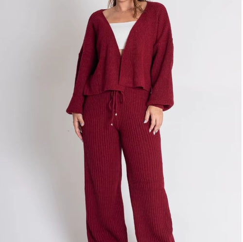 Conjunto Feminino de Tricot Mousse (Cardigan + Calça) | PROMOÇÃO DE INVERNO