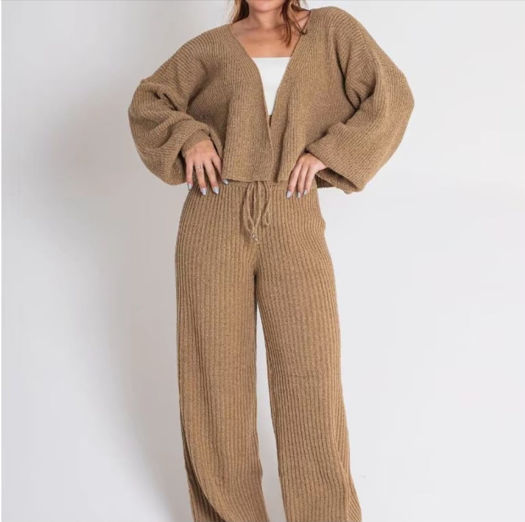 Conjunto Feminino de Tricot Mousse (Cardigan + Calça) | PROMOÇÃO DE INVERNO