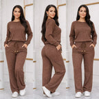 KIT 2 Conjuntos Feminino Longo em Tricot (Blusa + Calça) | PROMOÇÃO OUTONO/INVERNO