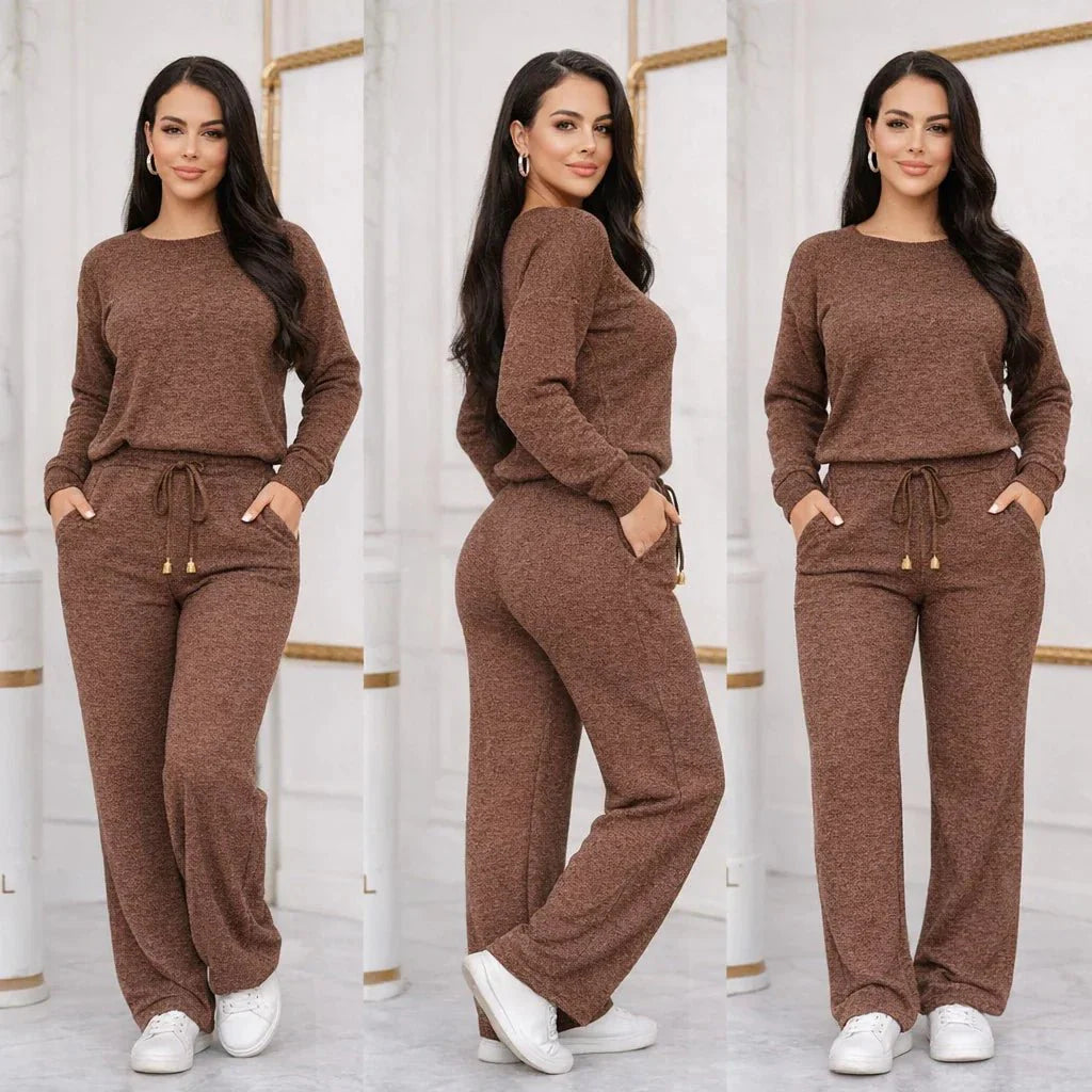 KIT 2 Conjuntos Feminino Longo em Tricot (Blusa + Calça) | PROMOÇÃO OUTONO/INVERNO