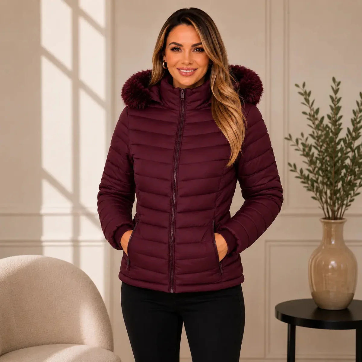Jaqueta Puffer Peluciada Feminina | PROMOÇÃO OUTONO/INVERNO