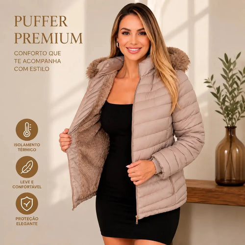 Jaqueta Puffer Peluciada Feminina | PROMOÇÃO OUTONO/INVERNO - Tatiana Modas