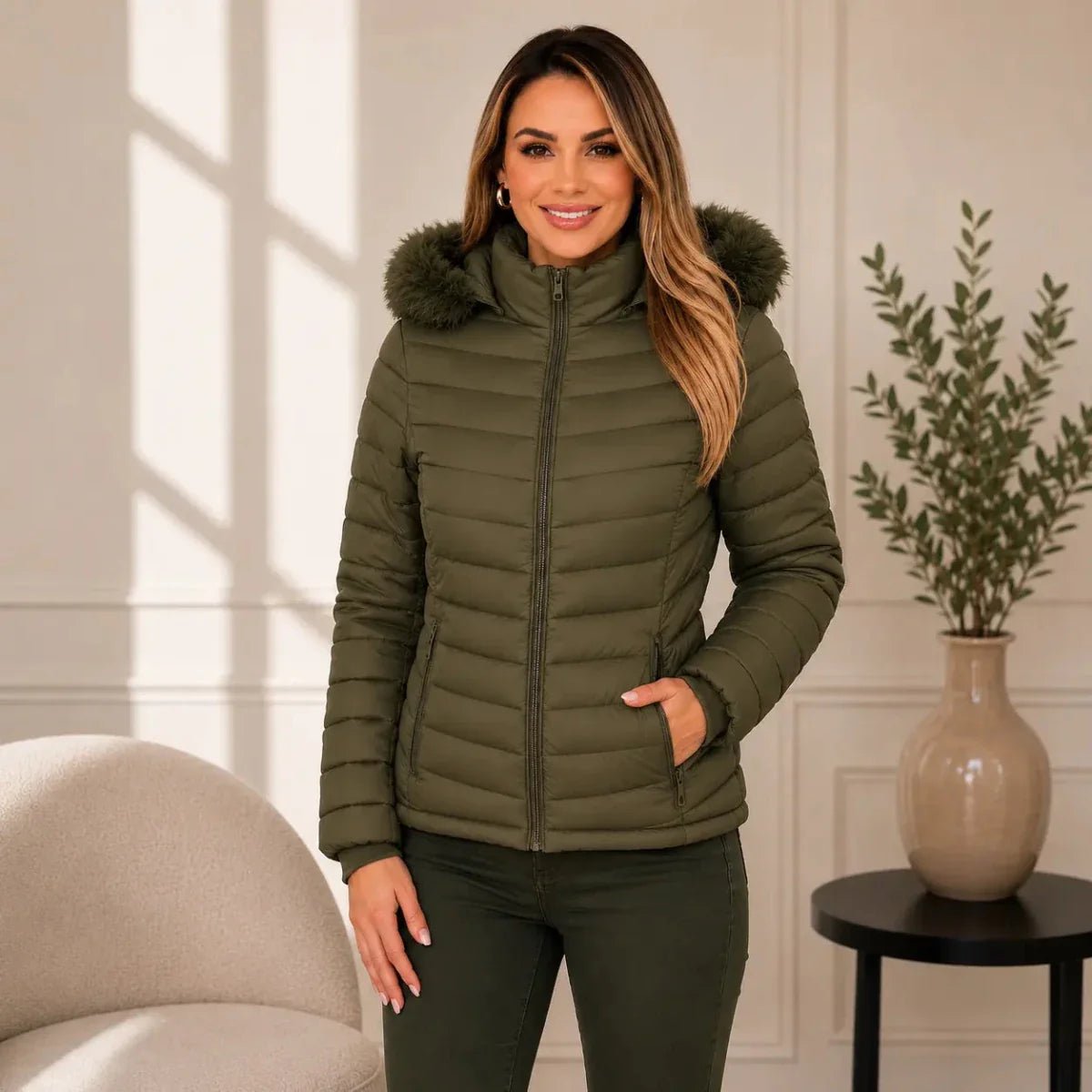 Jaqueta Puffer Peluciada Feminina | PROMOÇÃO OUTONO/INVERNO - Tatiana Modas