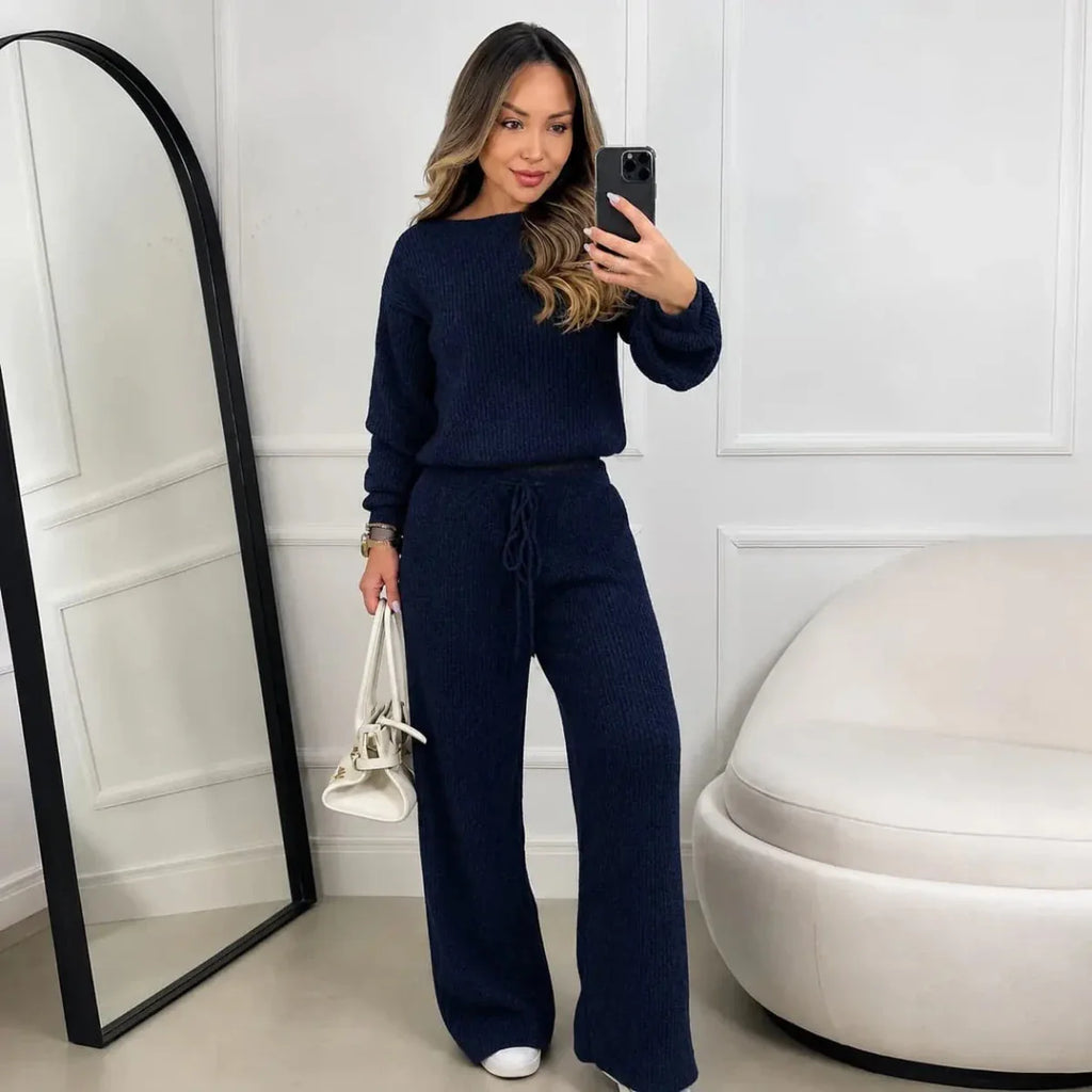 Kit 2 Conjuntos Feminino Canelado em Tricot (Blusa + Calça) | PROMOÇÃO OUTONO/INVERNO